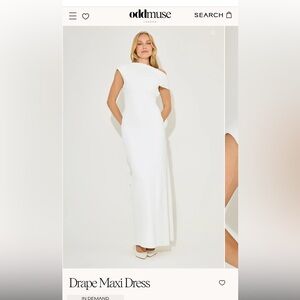 Oddmuse White Drape Maxi Dress